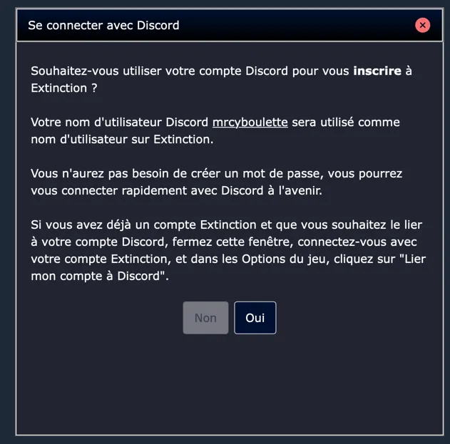 Modale d'inscription